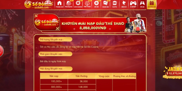 Sự kiện khuyến mãi nạp đầu thể thao tại SODO Casino